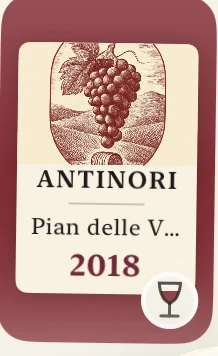 The plate Punt drew for an Antinori Brunello: engraved grapes above a Tuscan hillside, on garnet